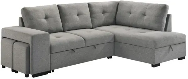 Roanne - Fabric Upholstered Sleeper Sectional Sofa - Gray