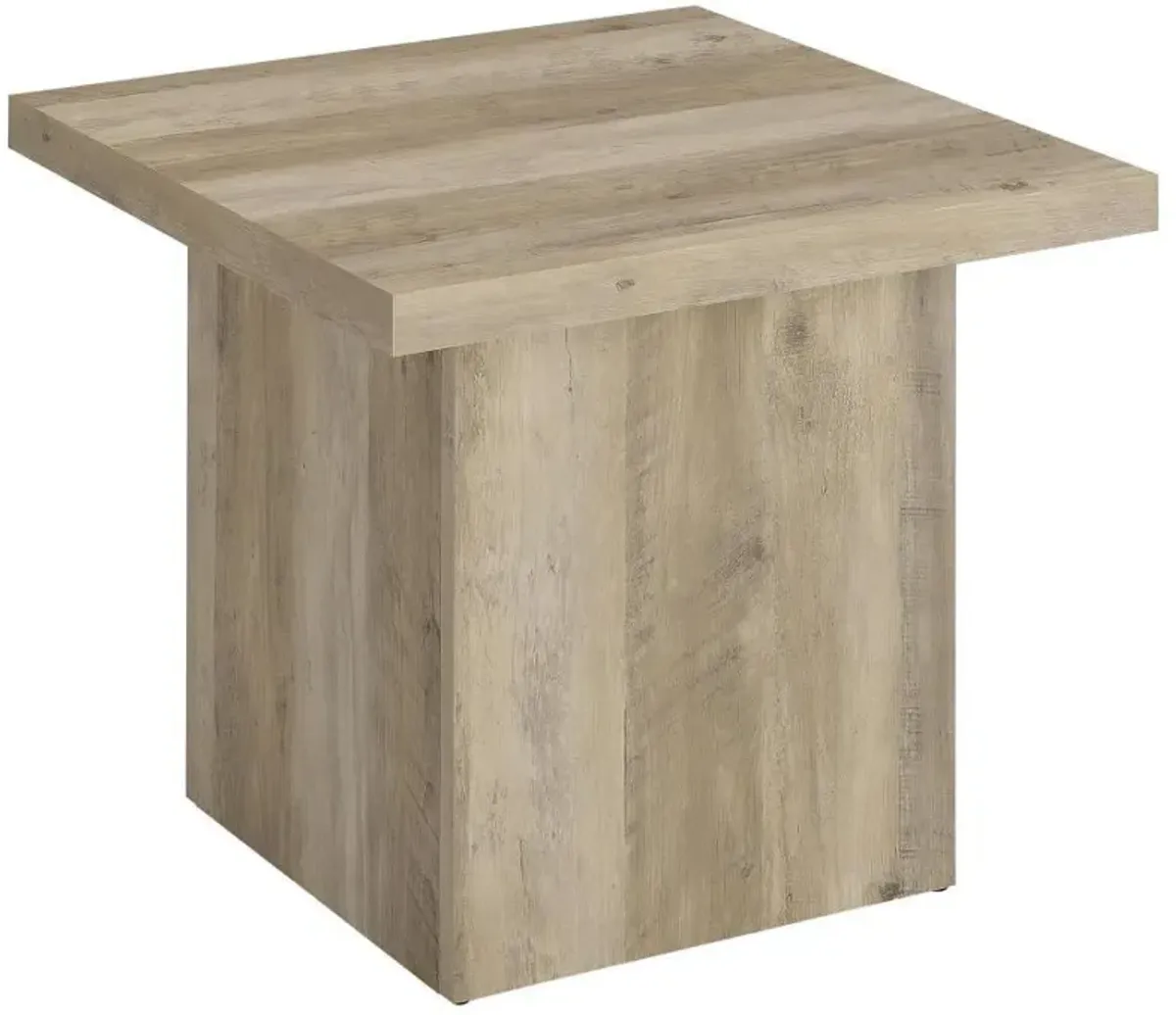 Devar - Square Engineered Wood End Table - Distressed Pine
