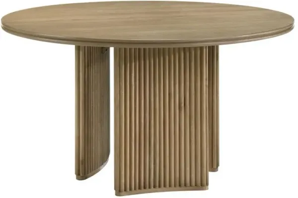 Adina - 53" Round Wood Dining Table - Distressed Light Brown