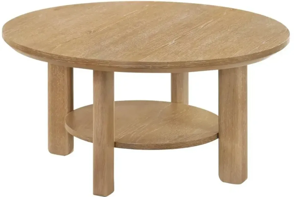 Ottowa - Round Wood Table With Shelf