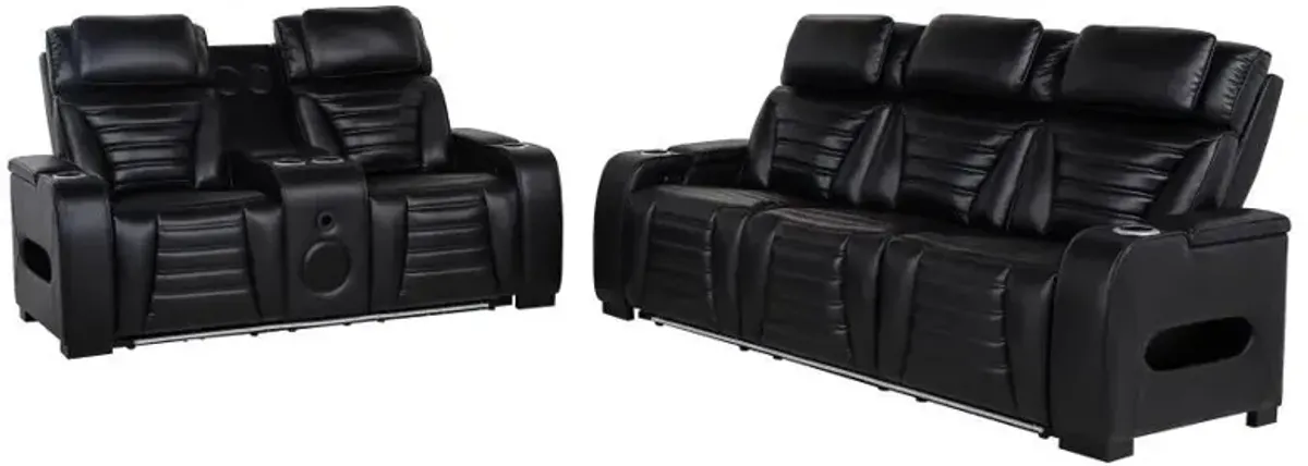 Zuma - Faux Leather Dual Power LED Sofa Set