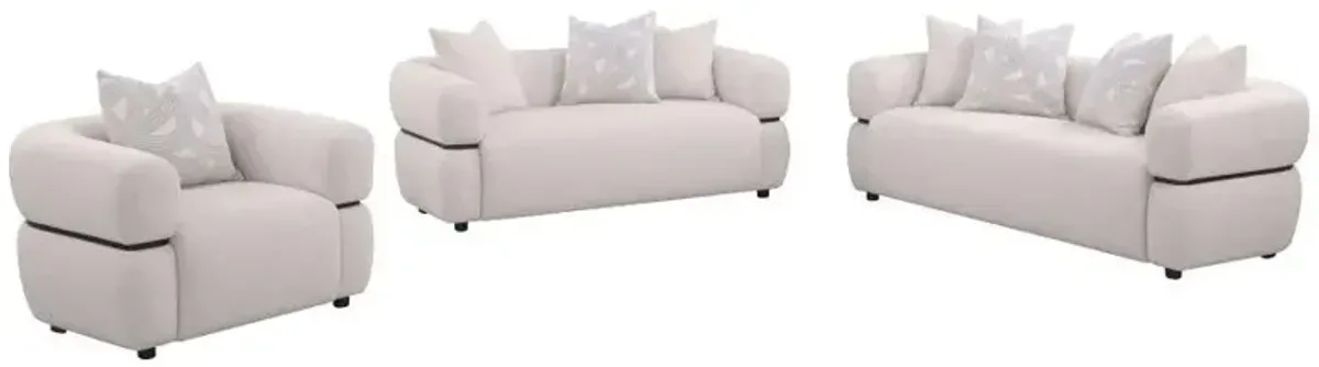 Jeanette - Fabric Upholstered Round Arm Sofa Set