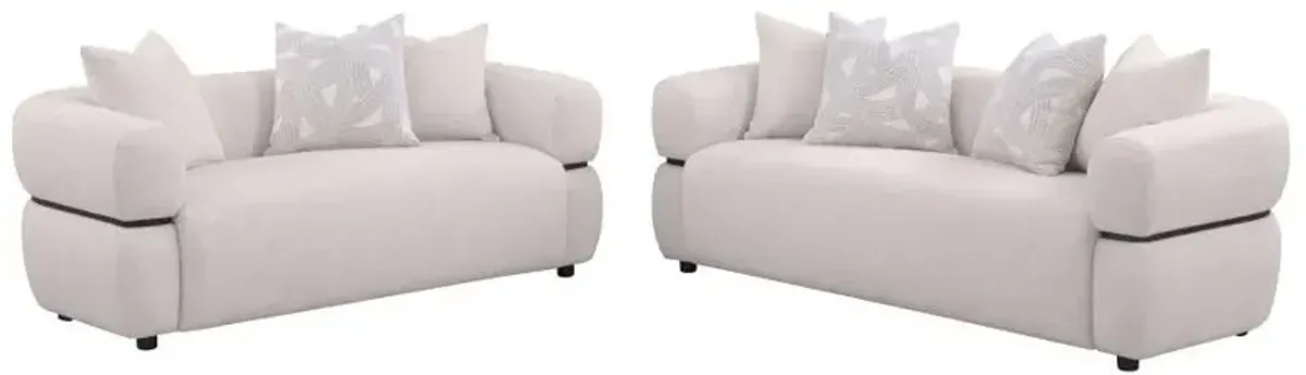 Jeanette - Fabric Upholstered Round Arm Sofa Set