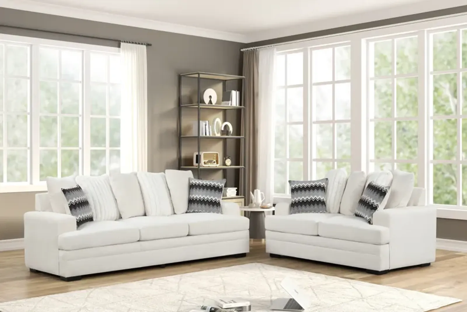 Beige 2-Piece Performance Fabric Sofa & Loveseat Set