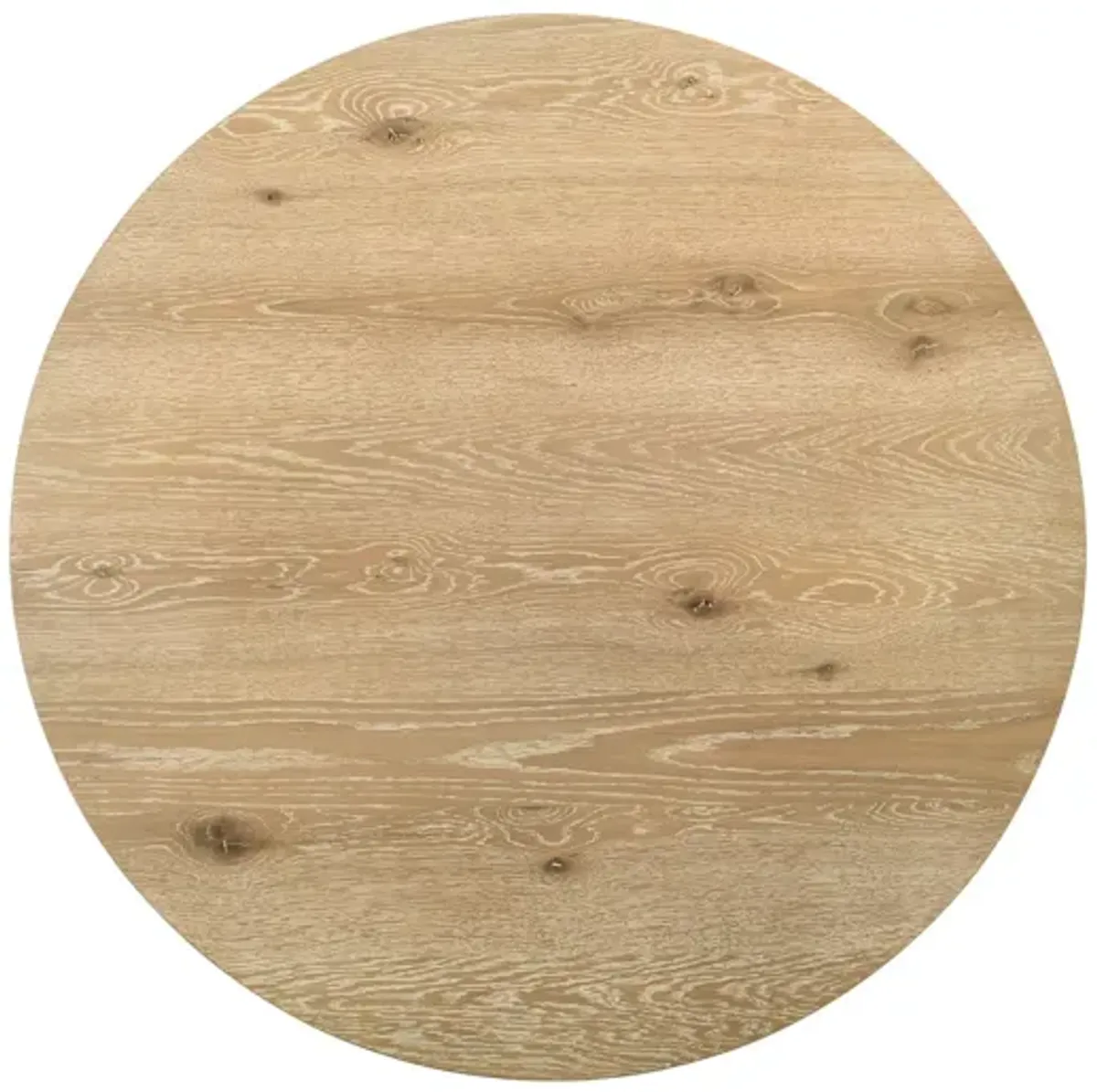 Tate - Round Dining Table With Metal Base - Oak Finish