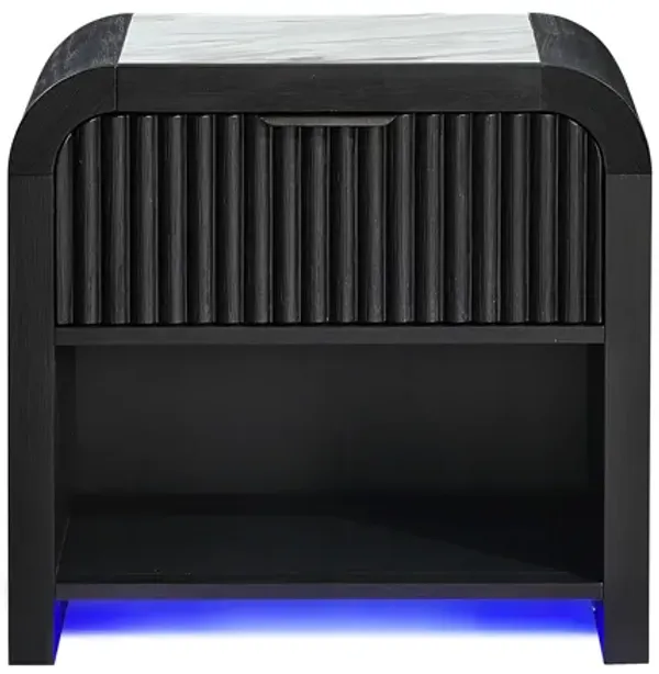 Beverly - Nightstand With Speakers, Rounded Sides - Black White