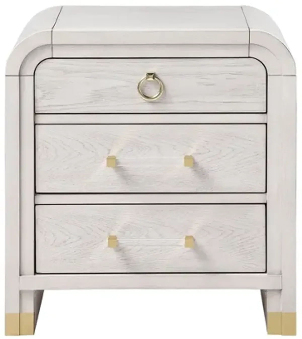 Malco - Nightstand With Spacious Drawer And Gold Metal Fluted Detailing - Black White
