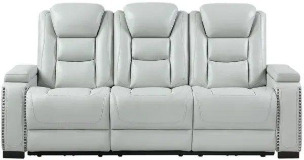 Power Sofa With USB LED Headrest, Bookshelf Arms, And Storage - Gray