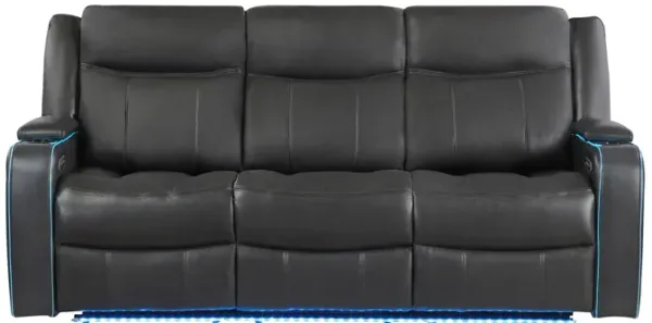 Blanca - Power Reclining Sofa With LED Lights And Power Headrest Frame - Charcoal