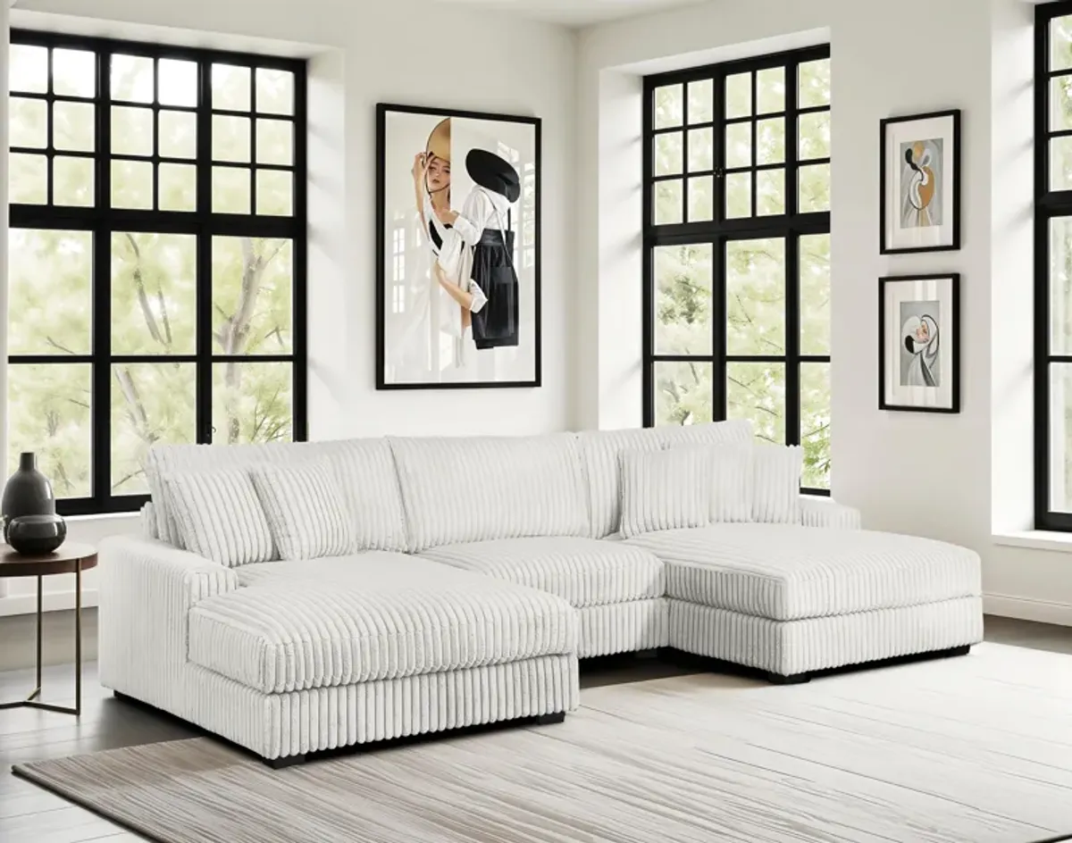 Stupendous Alloy Chenille 3-Piece Dual-Chaise Sectional Sofa