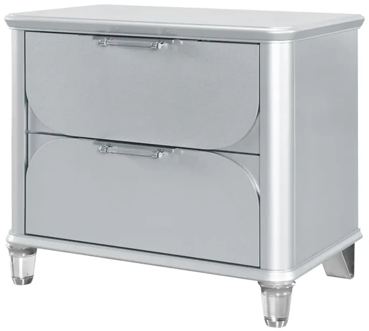 Laura - Nightstand With Sleek Frame And Fronts - Silver