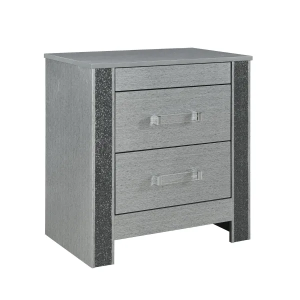 Lorenzo - Nightstand With Hidden Compartment And Handles - Silver