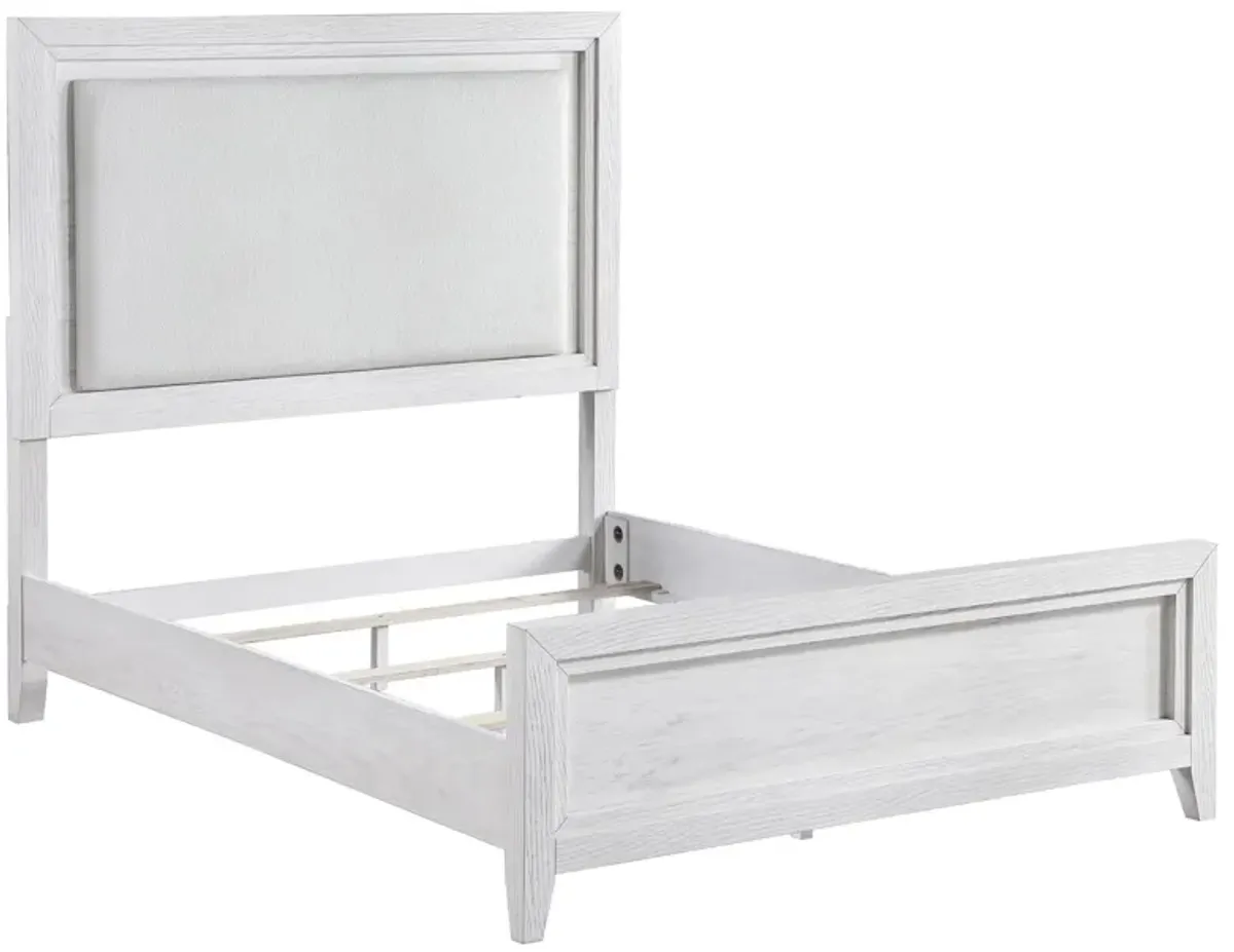 Marielle - California King Headboard Panel Bed - Distressed White