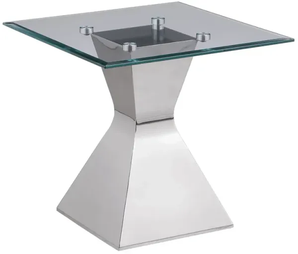 Jenny - Glass Top Stainless Steel Table