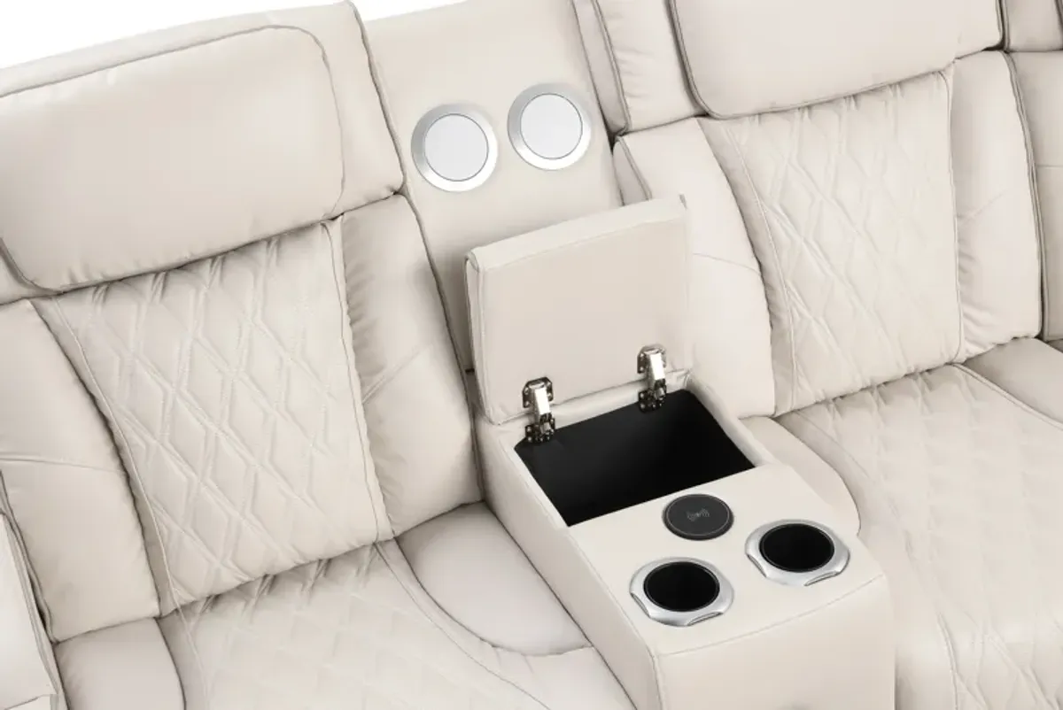 Ice-Gray Power Reclining Sectional w/ Massage, LED, Bluetooth Speakers & Wireless Charging