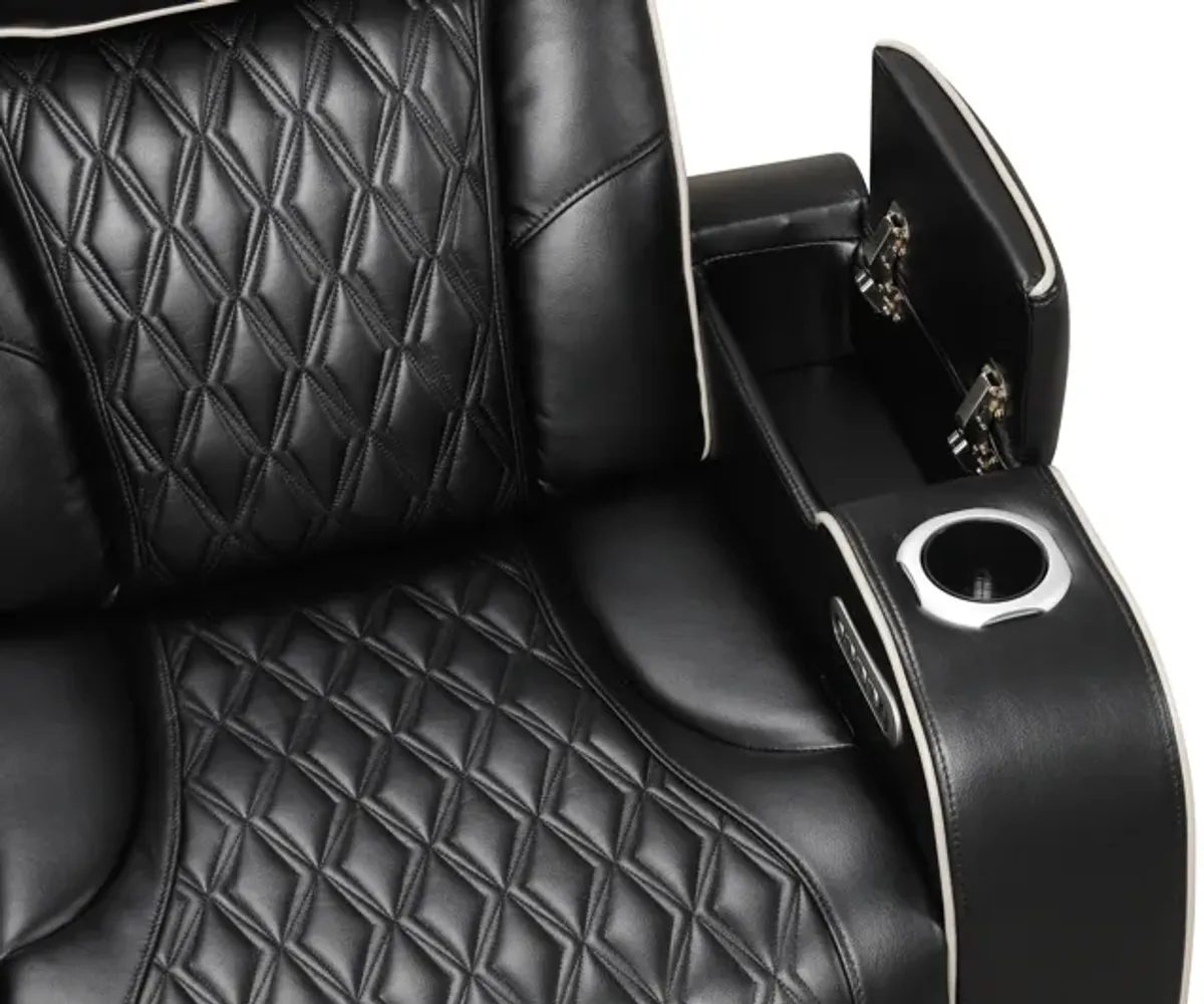 Black Power Reclining Sectional w/ Massage, LED, Bluetooth Speakers & Wireless Charging
