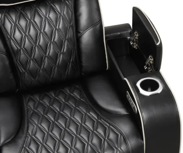 Black Power Reclining Sectional w/ Massage, LED, Bluetooth Speakers & Wireless Charging