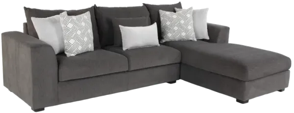 Dark Grey 2-Piece Sectional Sofa with Right-Facing Chaise