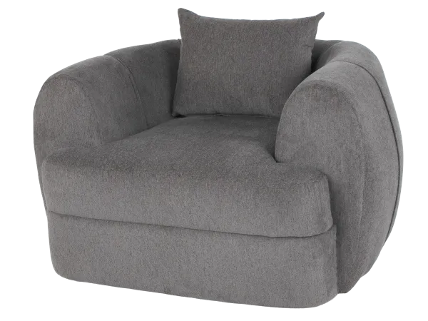 Dark Grey Barrel Swivel Chair with Lumbar Support Pillow