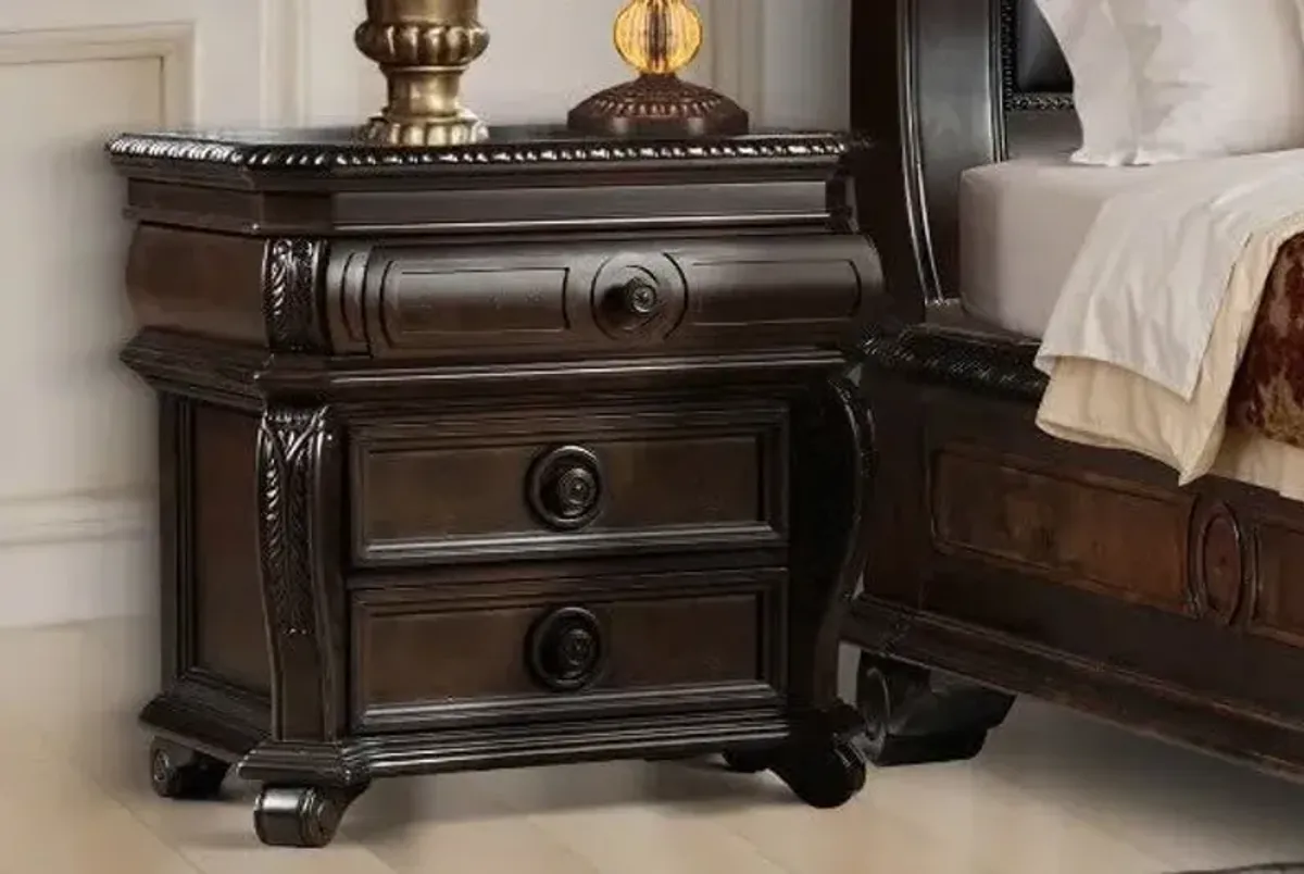 Regency Cherry 3-Drawer Nightstand with Genuine Marble Top