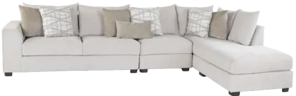 Solid Bone 3-Piece Sectional with Right Chaise