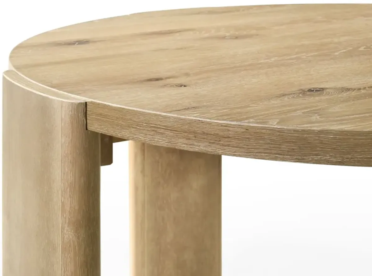 Bowen - Round Dining Table With Cream Color Upholstered Chairs (Set of 5) - Oak Finish