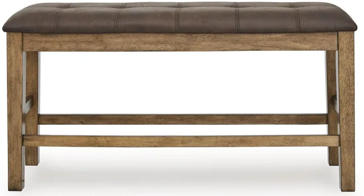 Urbinforte - Double Counter Height Upholstered Bench - Light Brown