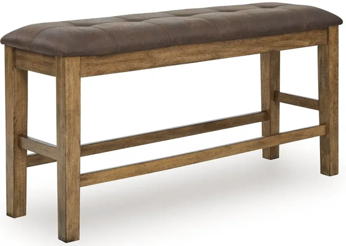 Urbinforte - Double Counter Height Upholstered Bench - Light Brown