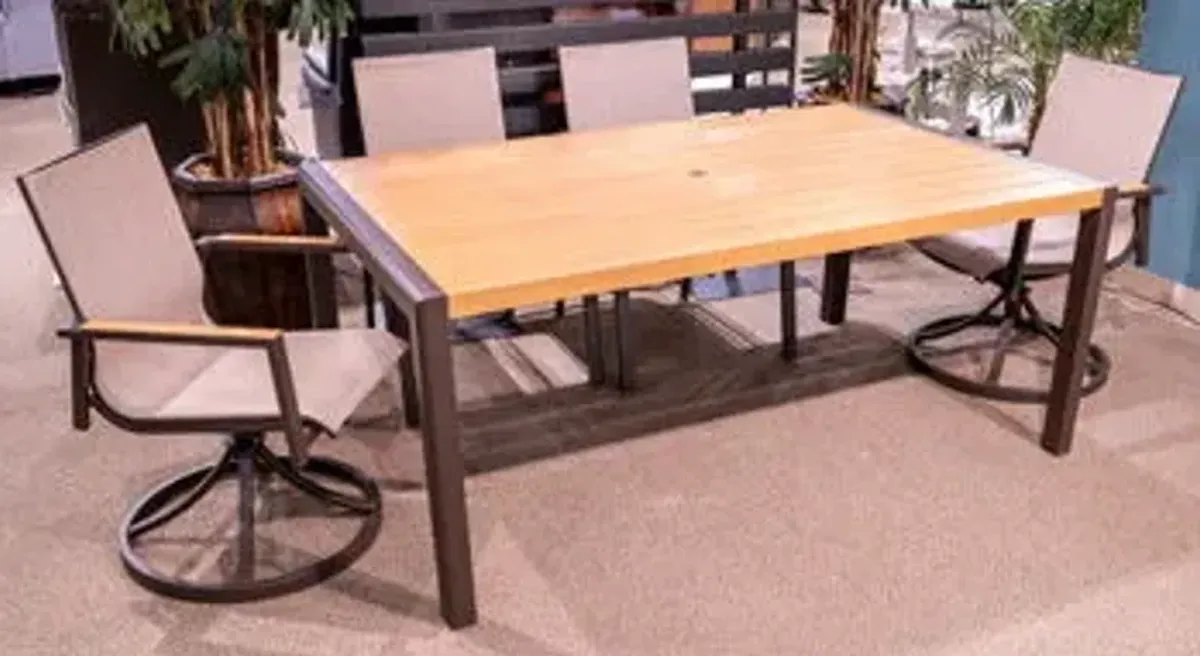 Carmel Highlands - Rectangular Dining Table With Umbrella Option - Dark Brown