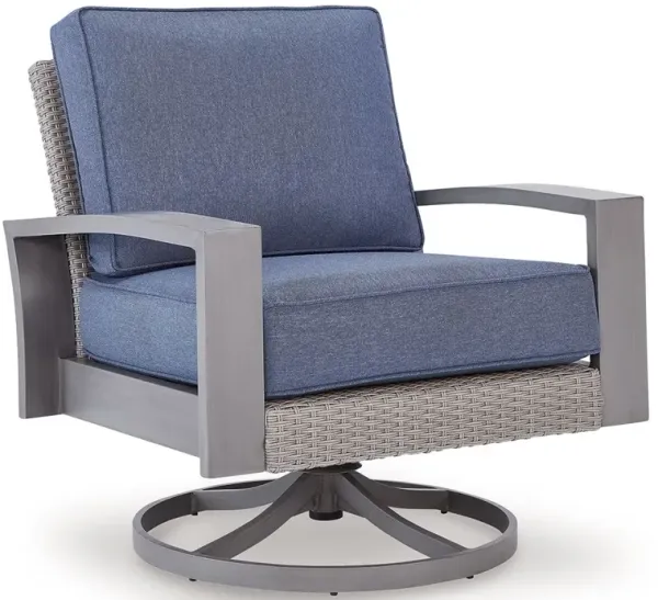 Half Moon Beach - Swivel Lounge With Cushion - Blue / Gray
