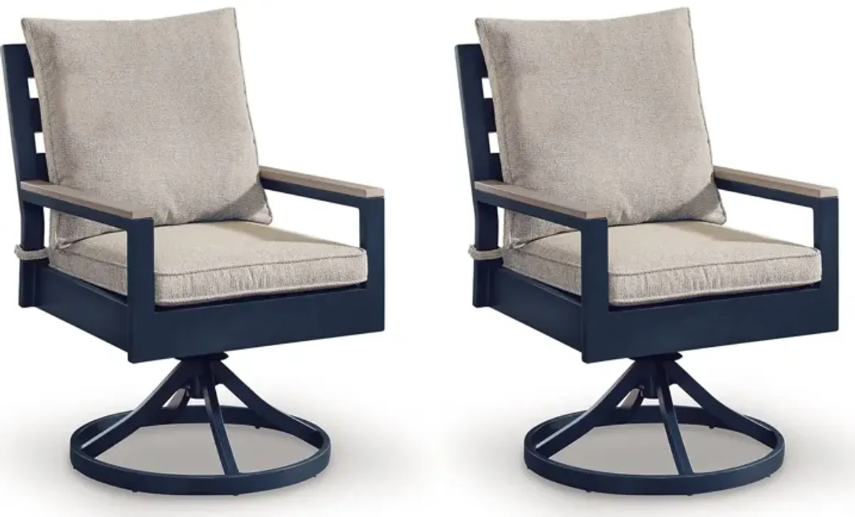 East Beach - Swivel Chair With Cushion (Set of 2) - Blue
