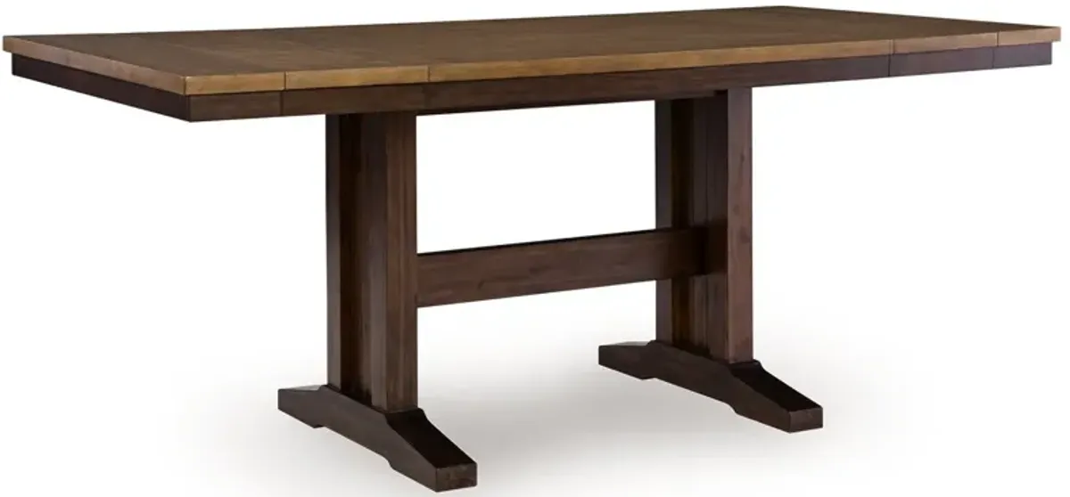 Rylandeen - Rectangular Dining Room Counter Height Extension Table - Light Brown / Dark Brown