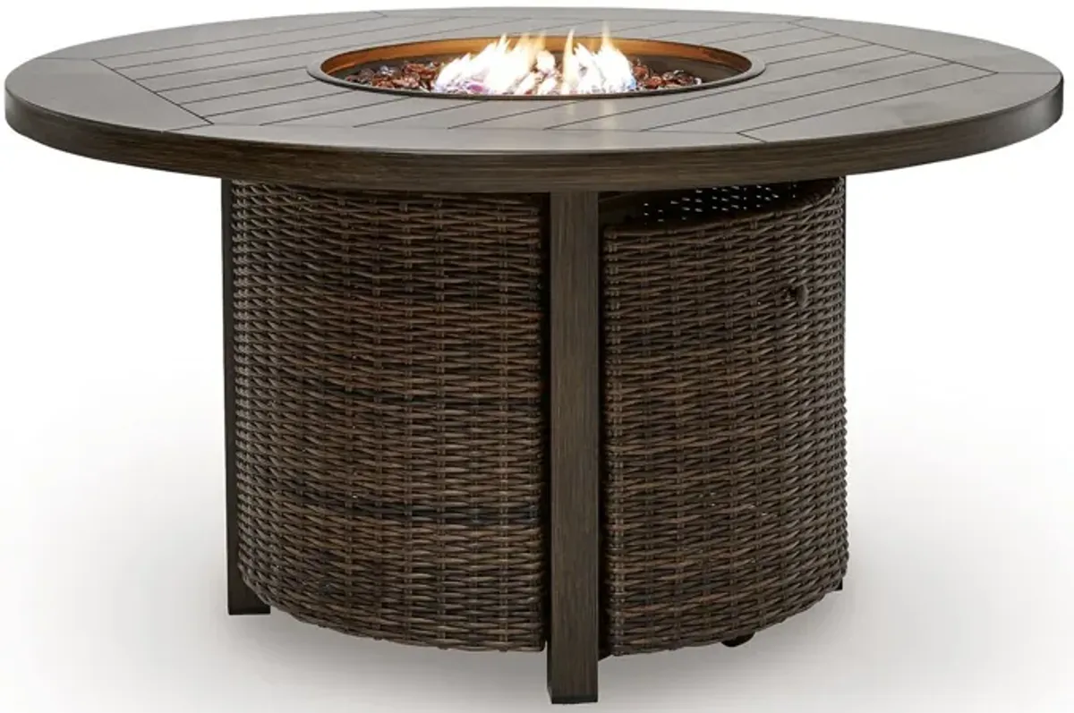 Monterey Point - Round Fire Pit Table - Dark Brown