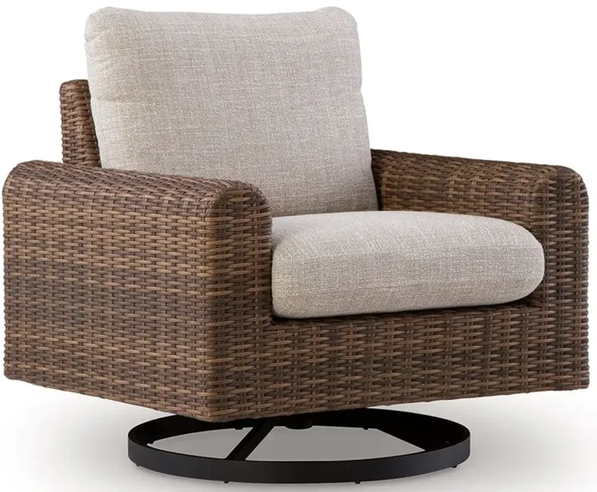 Dolan Creek - Swivel Lounge With Cushion - Gray / Brown