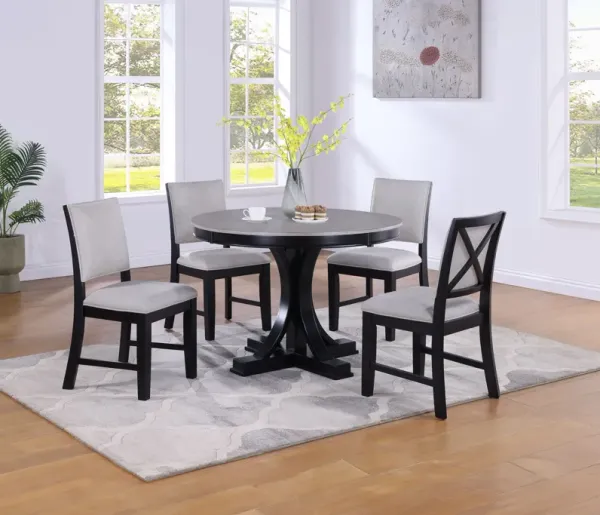 Harriet - 5 Piece Dining Room Set - Charcoal / Gray