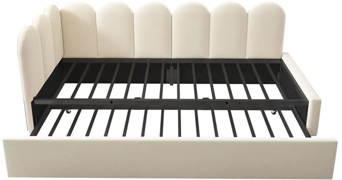 Upholstered Daybed With Metal Slatted Base