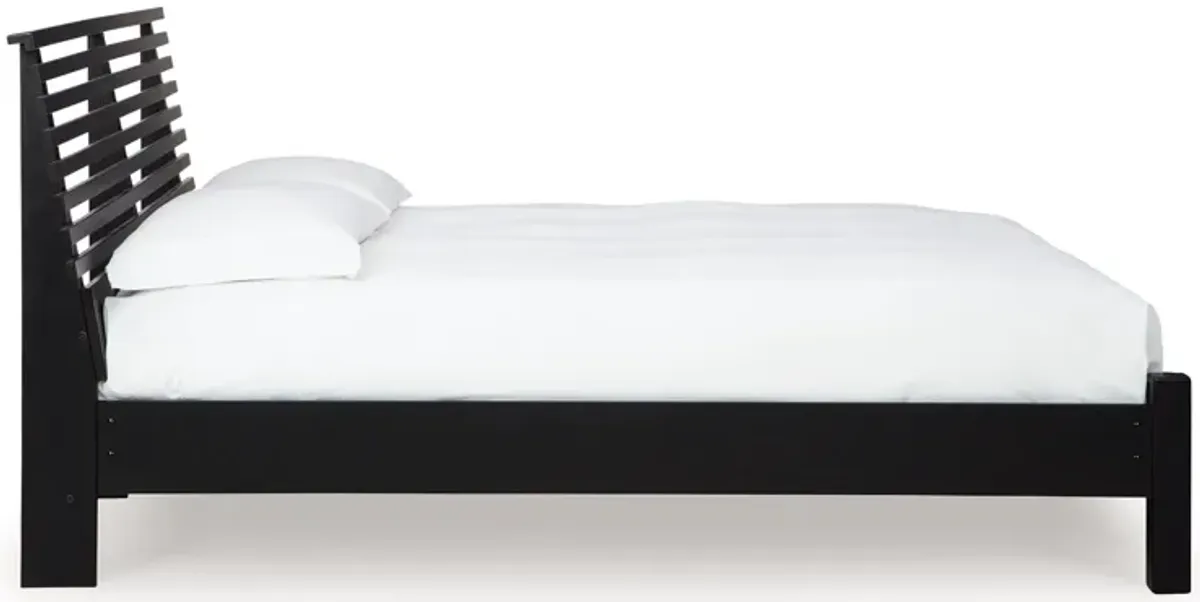 Danziar - King Slat Panel Bed With Low Footboard - Black