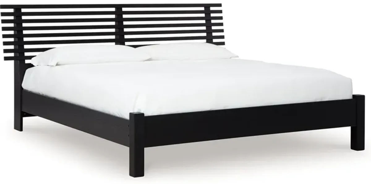 Danziar - King Slat Panel Bed With Low Footboard - Black
