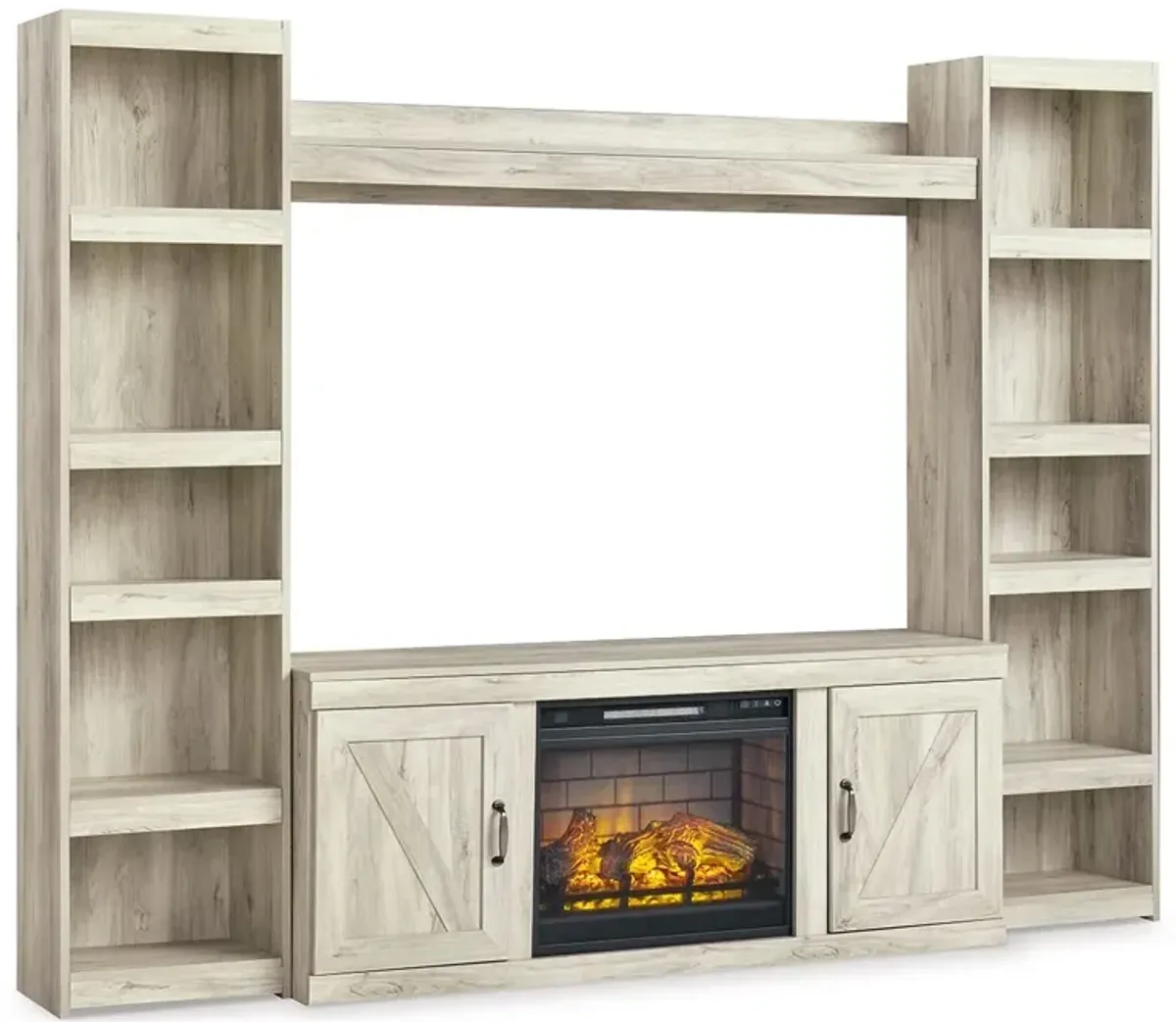 Bellaby - 5-Piece Entertainment Center With Electric Fireplace - Whitewash