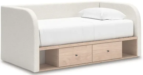 Arloster - Full Upholstered Day Bed With Storage - Tan / White