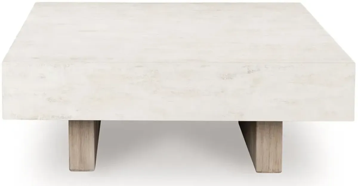 Jorlaina - Square Cocktail Table With Faux Cement Top - Light Grayish Brown