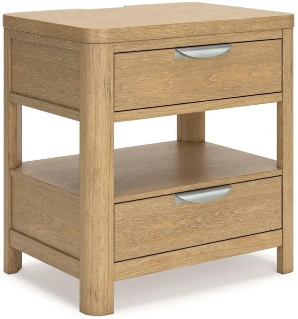 Rencott - Two Drawer Night Stand - Light Brown