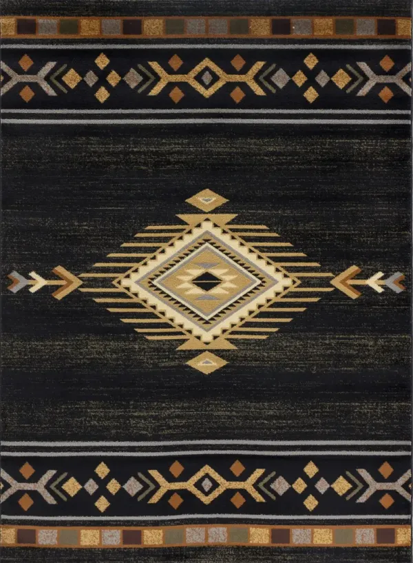 Tribes - 7'10" X 10'3" Southwest Area Rug - Black