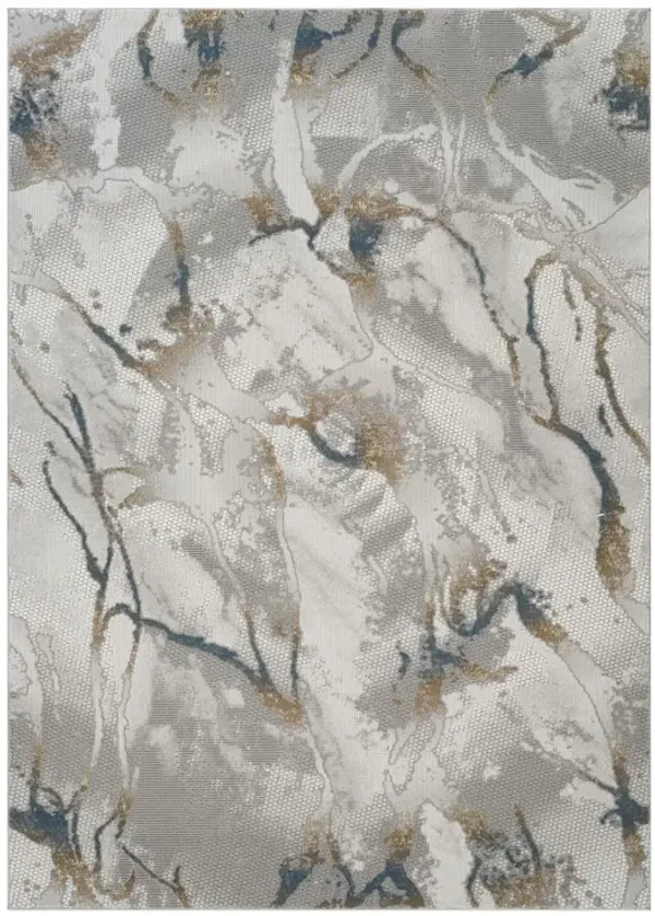 Geometrix - 5'3" X 7'3" Area Rug & Geometric 3D Effect - Ivory / Gray