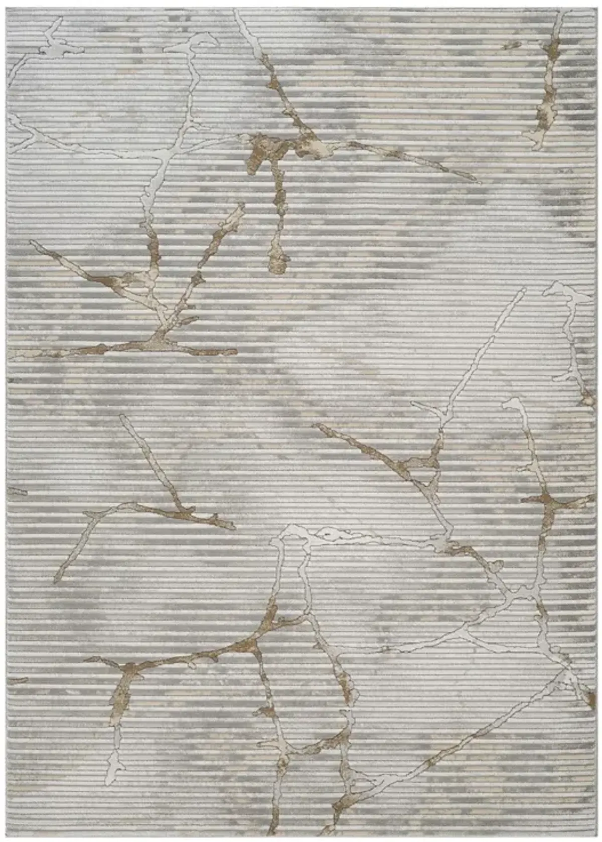 Geometrix - 5'3" X 7'3" Area Rug With Geometric, 3D Effect - Ivory / Gray