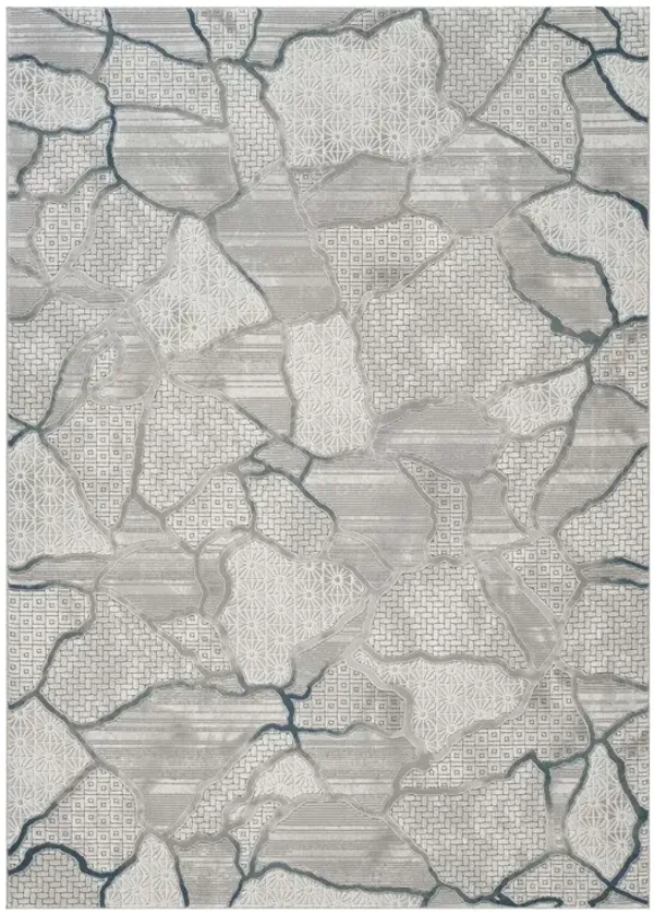 Geometrix - 5'3" X 7'3" Area Rug, Geometric 3D Effect - Gray / Ivory