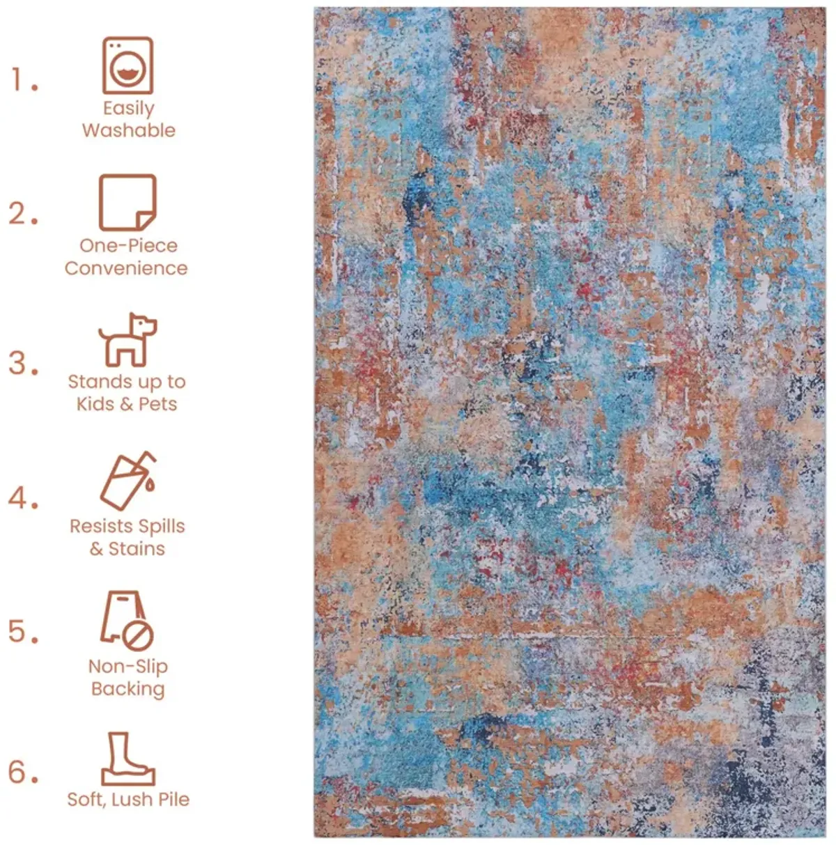 Maval - 6' X 9' Washable Area Rug - Multi