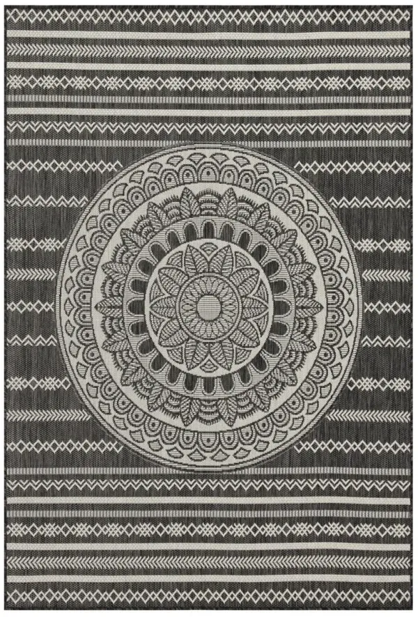 Sunshine - 5'3" X 7'3" Indoor, Outdoor Area Rug - Anthracite - Polypropylene