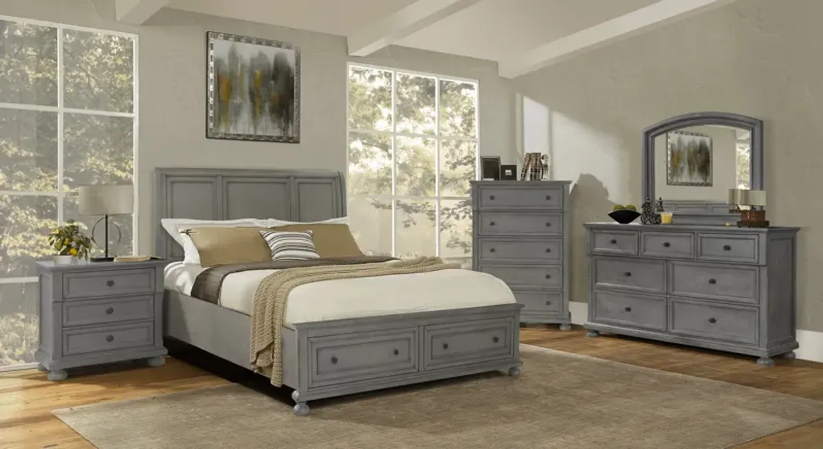 Gray 3-Drawer Nightstand