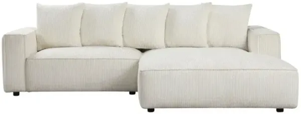 Romeo White Corduroy-Style 2-Piece Sectional Sofa with Chaise